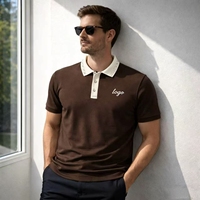 Polo à manches courtes en polyester/coton respirant 300g avec logo brodé personnalisé, rivets métalliques et col contrastant