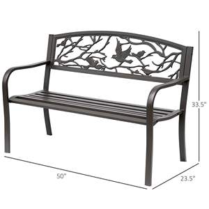 DB for Hot sale 50\" Modern Garden <b>Bench</b> <b>Outdoor</b> Patio <b>Bench</b> with Animal Pattern Cast Steel <b>Metal</b> <b>Bench</b> for Yard Lawn - Product Image 3
