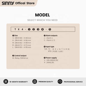 Sinny TX4-M 72*72 2 relais d'alarme sortie SSR TC RTD entrée LED Intelligent PID auto-réglage Instrumentation contrôleur de température - Product Image 4