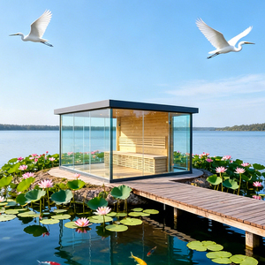 Sauna extérieur moderne isolé et électrique, de forme carrée, pour le <span class=keywords><strong>yoga</strong></span>, le bien-être, les climats froids, jardin, maison de sauna en bois de luxe - Product Image 6
