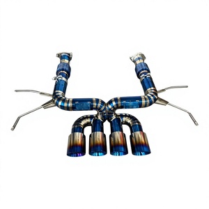 Escape de Titanio Vortex para Chevrolet Corvette C7 Z06 ZR1, Color Azul Quemado, Tubo de Rendimiento de Carreras, Puntas Cuádruples Centrales - Product Image 1