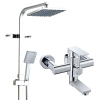 Kit de montage mural pour robinet de douche, mitigeur de douche eau chaude et froide, chrome transparent, ensemble de douche en céramique moderne et contemporain 1 pièce