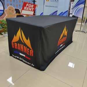 Custom Personalized 4ft 6ft 8ft Square Stretch Spandex Birthday Trade Show <strong>Tablecloth</strong> Stain Resistant Table Cloths For Events