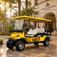 Voiturette de golf électrique 6 places, lithium 72V, moteur AC 4.0kW, autonomie 80-100km, suspension à ressorts à plaques, frein à disque avant + frein à tambour arrière