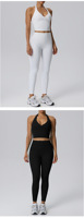 Ensemble de yoga deux pièces respirant et solide : débardeur dos nu en V profond et pantalon long moulant rehausseur de fessiers - Tenue de sport