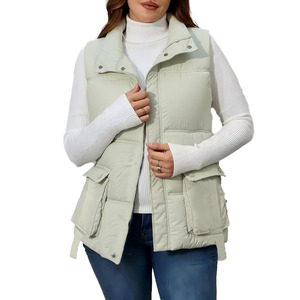 Women Padded Utility Vest Sleeveless Cargo Jacket Multi Pocket Winter Outerwear - Product Image 2