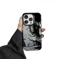 Coque de téléphone en TPU effet yeux d'anime/manga, noir mat, antichoc, avec peinture UV anti-traces de doigts et protection d'objectif pour 11-17