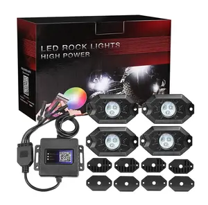 4 bakla LED kablosuz bluetooth RGB Rock ışıkları kovalayan çok renkli Offroad kamyoneti ATV SUV rzr polaris LED ışık için müzik modu