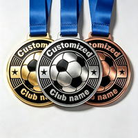 Médailles de football personnalisées en or, argent et bronze, médailles de récompense en métal avec logo, trophée de compétition sportive pour les événements de club de football