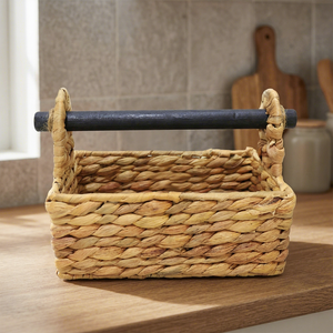 Boîte à mouchoirs en jacinthe d'eau avec poignée en bois noir, nouveau design, vente chaude - Product Image 6