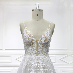Moderno Vestido de Novia Estilo Princesa de Poliéster con Encaje y Tul con Apliques para <span class=keywords><strong>Boda</strong></span> <span class=keywords><strong>Civil</strong></span> - Product Image 4