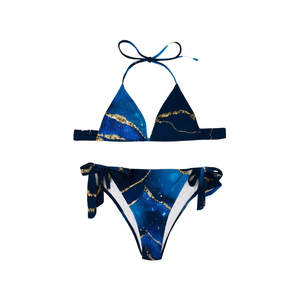 Set bikini da donna Buonic con stampa blu oro, taglia 40 42 44 46, costumi da bagno, abbigliamento da spiaggia - Product Image 1