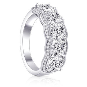 Anillo de Diamantes de Oro Blanco T0091, Corte Brillante Redondo, Color G Natural, Anillo de Compromiso Clásico para Mujer - Product Image 2