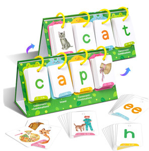 129PCS Desk-top Activity Early-Educational Alphabet Cards Bound by Plastic Ring for Kids to Learn Alphabet and Words