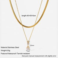 Collar Novirassine de Acero Inoxidable con Baño de Oro de 18K, Cadena de Espiga, Diseño de Lágrima, Delicado, para Uso Diario, Regalo para Mujer