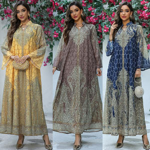 2025 Nieuwe Mode Eid Arab Geborduurd Doek Hot Diamond Abaya Dubai Avond Galajurken Voor Vrouwen - Product Image 2