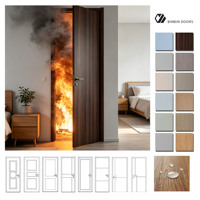 Porte coupe-feu intérieure moderne en PVC filmé, résistante à l'humidité, résistance au feu de 60 minutes, porte en bois pour hôtel et appartement