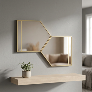 Modern Irregular Wall <b>Mirror</b> Brass Frame Decorative Home Accent <b>Mirror</b> for Bedroom Living Room - Product Image 5