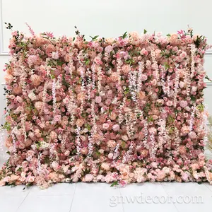 GNW gran oferta Fondo Artificial personalizado orquídea venta al por mayor boda Artificial telón de fondo flor pared Panel arte Decoración