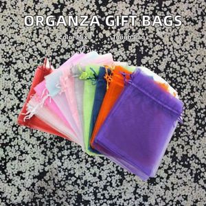 Sac cadeau en organza blanc personnalisé pour mariage, pochette en tissu et emballage de bijoux, sacs en organza promotionnels - Product Image 3
