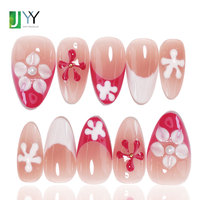 Ongles à presser haut de gamme fantaisie 3D motif fleur gothique, faits main, qualité supérieure, en gel acrylique sculpté, pointes d'ongles françaises professionnelles