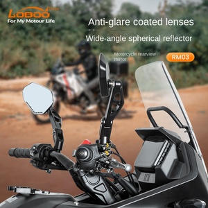 LOBOO RM03 Rétroviseur ultra grand angle anti-éblouissement <span class=keywords><strong>pliable</strong></span> en alliage d'aluminium Grand champ de vision Radis Design pour motos - Product Image 3