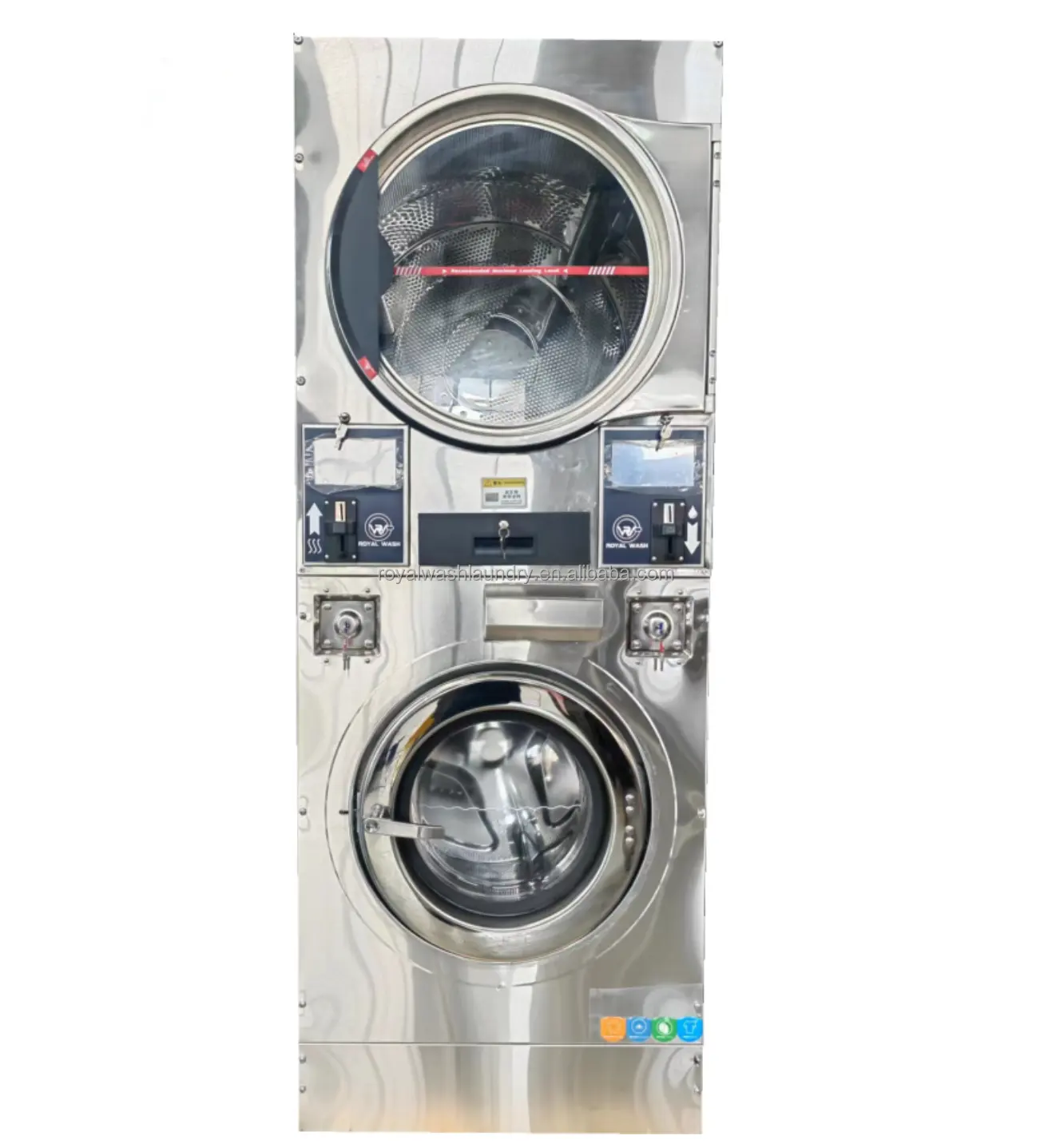 インバータ駆動システムとドア開放自動停止検知機能を採用商用洗濯スタック洗濯乾燥機