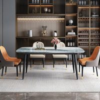 Table à manger carrée moderne en marbre, style italien, luxe léger, compacte, 6 places, mobilier de salle à manger pour petit appartement ou hôtel