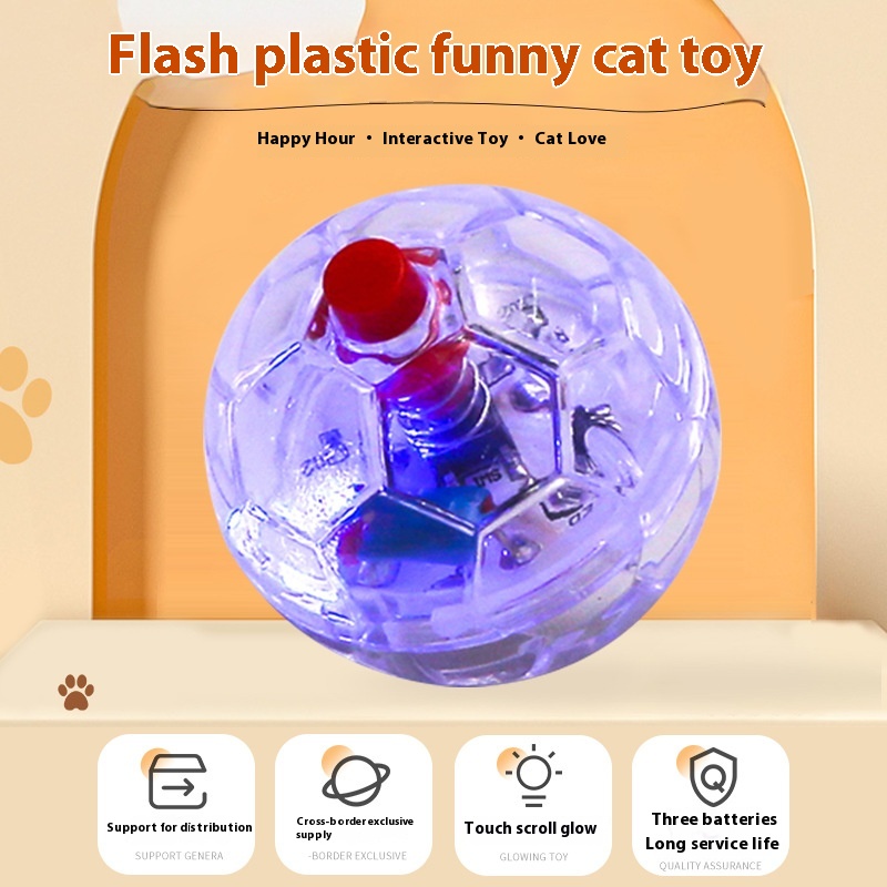 ZC1057 Electronic Flashing Light Up Cat Balls - Interactive Pet Toy for Cats