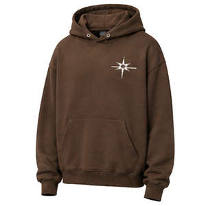 <span class=keywords><strong>Sudadera</strong></span> con Capucha Marrón de Algodón Grueso para Hombre, Estilo <span class=keywords><strong>Oversize</strong></span> con Hombros Caídos, Personalizable con Logotipo, de Felpa Lisa - Product Image 1