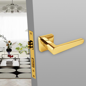 Poignée de porte Euro Style en aluminium PVD doré, fabriquée sur mesure en usine, accessoires de quincaillerie pour fenêtres - Product Image 6