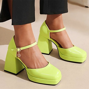 Zapatos de Tacón Alto para Mujer, Primavera-Verano 2022, Sandalias de Tacón Alto para Trabajo y Exteriores, Punta Cuadrada, Correa con Hebilla Suave, Zapatos Mary Jane con Plataforma 47 - Product Image 3