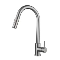 Robinet de cuisine moderne minimaliste en acier inoxydable avec cartouche céramique, type extractible, eau chaude/froide ; Idéal pour le lavage des légumes