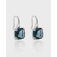 Boucles d'oreilles pendantes carrées en zircon cubique Ins Boucles d'oreilles pendantes à levier en argent sterling S925 Solitaire Cz