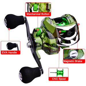 Carrete de Pesca <span class=keywords><strong>NARON</strong></span> de Alta Calidad 18+1 BB, Impermeable, Color Verde Camuflaje, Relación de Engranajes 7.2:1, Freno Magnético de Alta Velocidad - Product Image 4