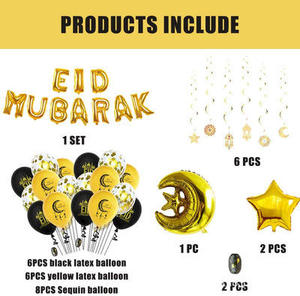 <span class=keywords><strong>2022</strong></span> Eid Mubarak ballon décoration ensemble Eid Mubarak lettre feuille bannière lanterne suspendu tourbillon pour fournitures de fête islamique - Product Image 2