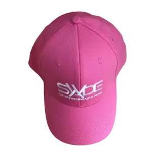 Good quality custom logo design personalized spandex polyester unisex pink sports hat