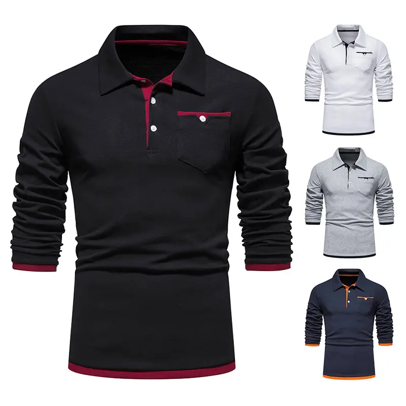 Polo personnalisé à manches longues pour hommes, t-shirt décontracté et formel de haute qualité