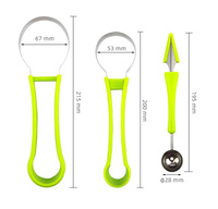 Multifunctionele 3-delige fruit snijset van voedselveilig roestvrij staal met ergonomische handgreep, 4-in-1 fruit graver set
