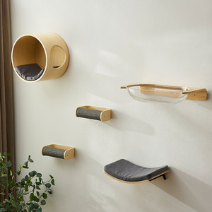 Cama de lujo para gatos montada en la pared 2025, muebles interactivos sostenibles para mascotas con nuevo estilo, estante para nido, juguetes para gatos con patrón sólido - Product Image 1