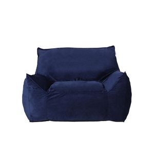 Fauteuil pouf <span class=keywords><strong>Allea</strong></span> en velours bleu marine avec accoudoirs, canapé pouf confortable - Product Image 2