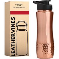 Bouteille d'eau en cuivre pur martelé de 34 oz, récipient ayurvédique pour boire, réutilisable, en métal, pour la maison, le bureau, les voyages et le fitness