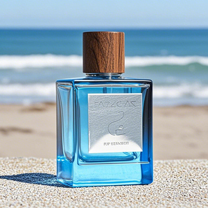 Factory Square Perfume <b>Spray</b> <b>Bottle</b> <b>Empty</b> Crimp Rectangle Blue 30ml 50ml 100ml Glass Flat Perfume <b>Bottle</b> With Metal Label - Product Image 6