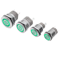 Interrupteur à bouton-poussoir 22 mm, à enclenchement momentané, en métal, pour PC, avec voyant LED marche/arrêt, avec fil, étanche, 12 V, 3 V, 5 V, 6 V, 24 V, 220 V, avec anneau