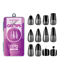 Sholifas 120 faux ongles en plastique, capsules semi-mates, forme carrée, cercueil français, couverture complète, pour extension d'ongles