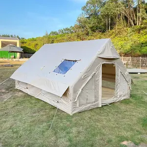 पीवीसी रोशनदान हवा ट्यूब परिवार डेरा डाले हुए तम्बू 12 वर्ग मीटर बड़े शिविर आधार 5-8 व्यक्ति Inflatable डेरा डाले हुए तम्बू
