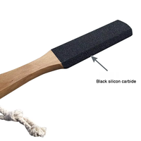 Lime à pieds double face en carbure de silicium avec manche en bois pour l'exfoliation des peaux mortes et l'élimination des callosités – Vente en gros