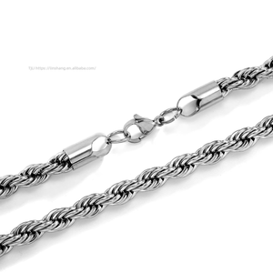European American Stainless Steel 6mm Twisted <b>Chain</b> & Link Unisex Trendy Fashion Button <b>Rope</b> Bracelet Tanjing Fashion - Product Image 4