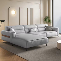 Canapé en L de style nordique simple, design moderne, en cuir, haut de gamme, avec coin détente pour salon