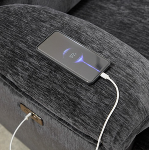 Canapé d'angle moderne en bois inclinable, rembourré en tissu, avec recharge sans fil, extensible, pour salon de villa - Product Image 5